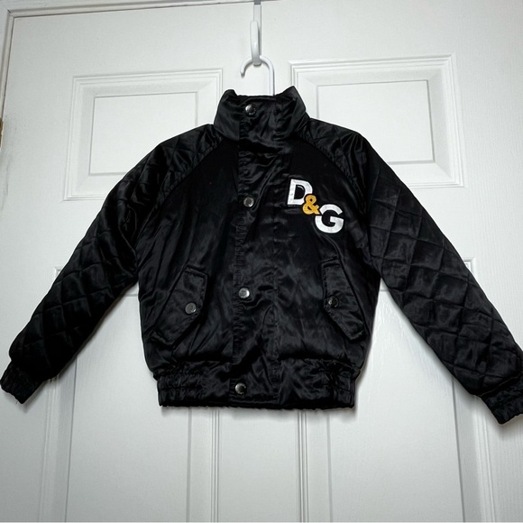 Dolce & Gabbana Baby Black Quilted Puffer Jacket Tiger Size 2 - Picture 1 of 15